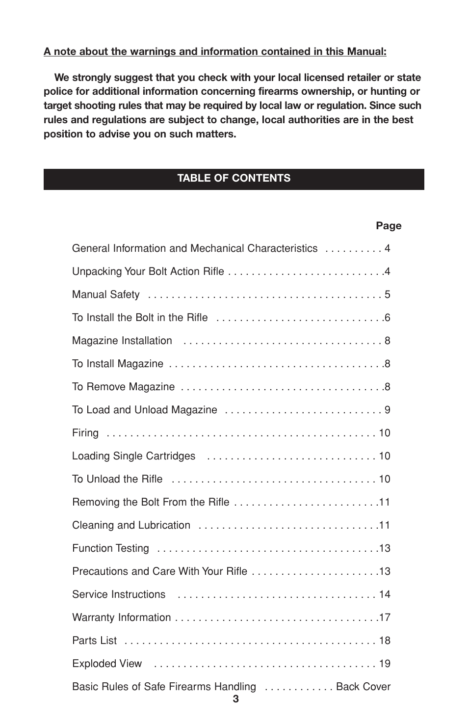 Mossberg International 81 Bolt Action User Manual | Page 3 / 20