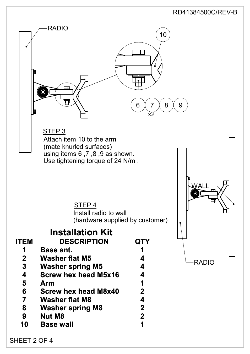 Installation kit | MTI Wireless Edge MT-120018/B User Manual | Page 2 / 4