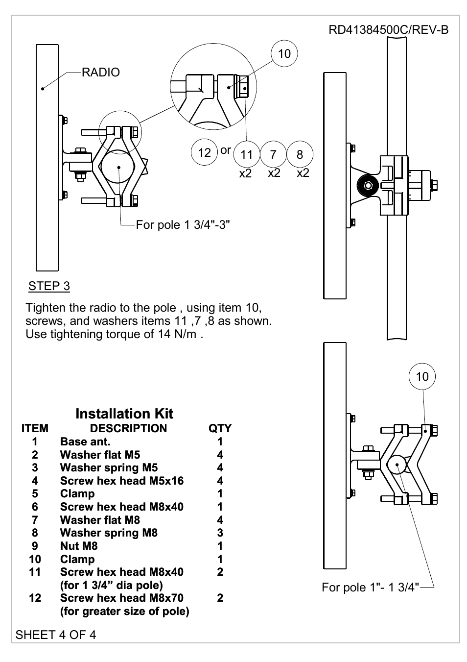 Installation kit | MTI Wireless Edge MT-120018/B User Manual | Page 4 / 4