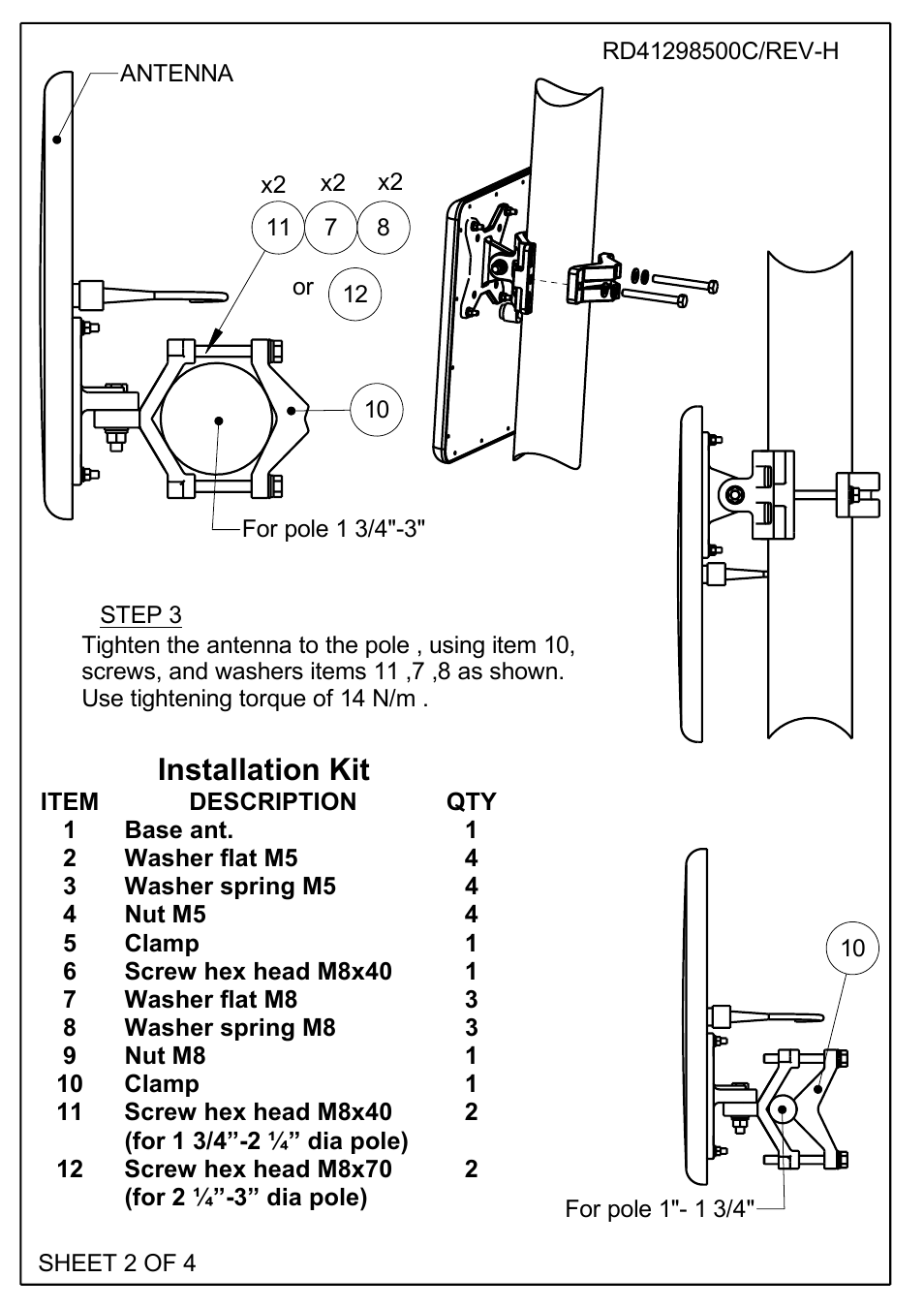 Installation kit | MTI Wireless Edge MT-120018/C User Manual | Page 2 / 4