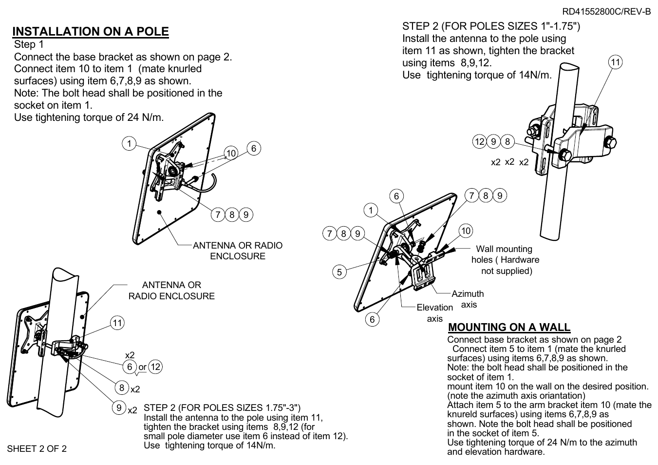 Installation on a pole | MTI Wireless Edge MT-120018/E User Manual | Page 2 / 2