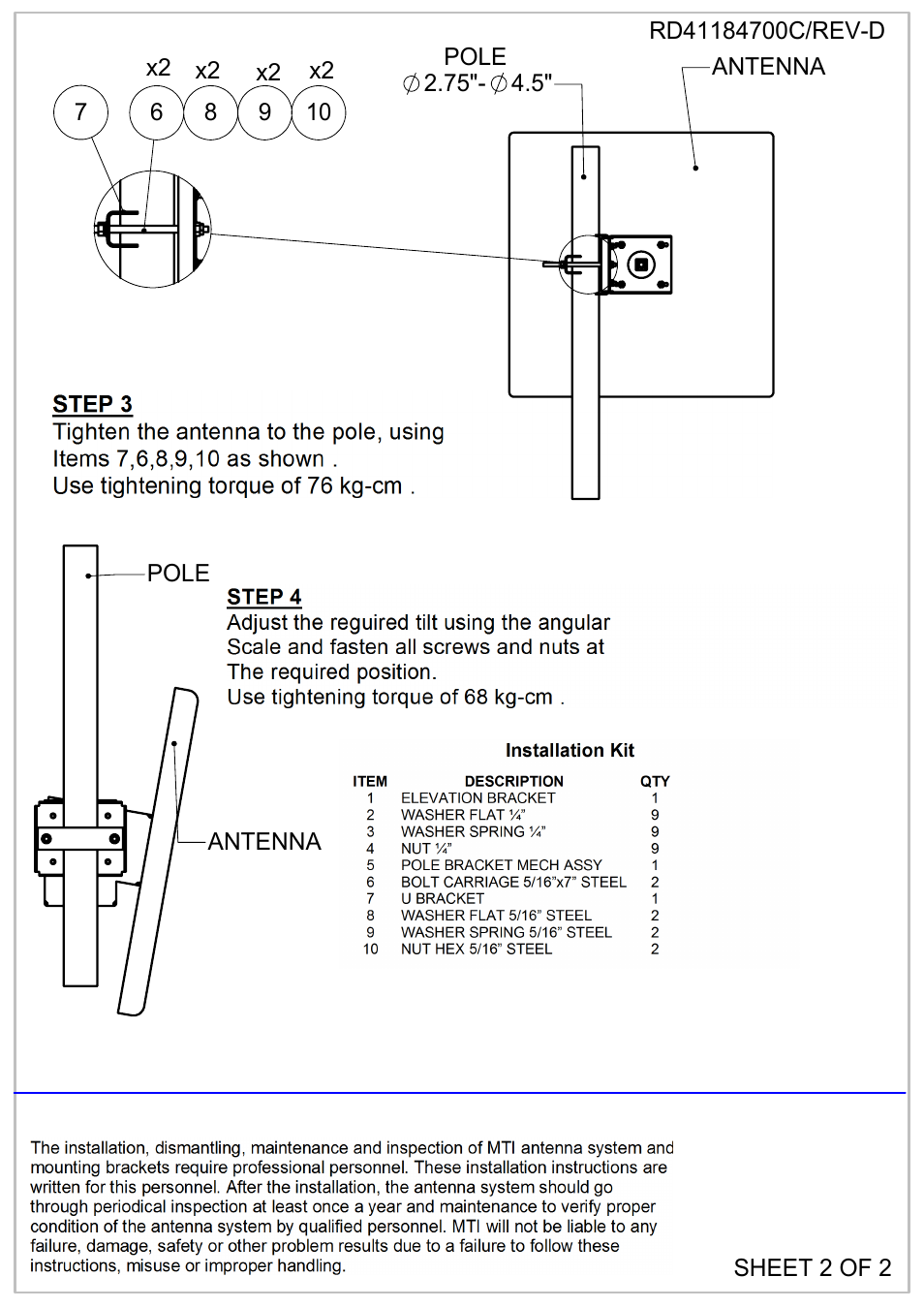 Sheet2, Drawing view6, Detail view e (1 : 5) | Drawing view9 | MTI Wireless Edge MT-120019 User Manual | Page 2 / 2