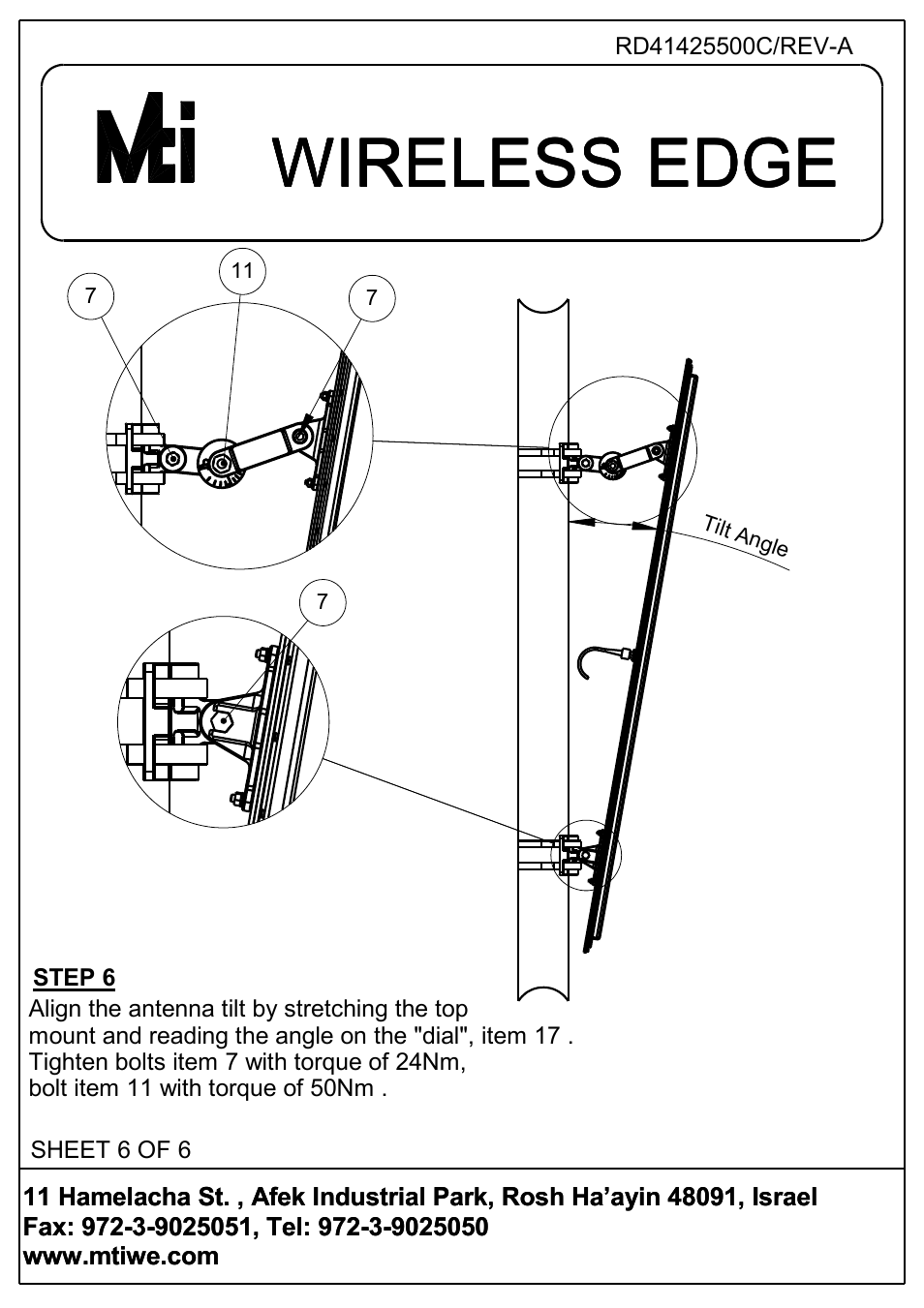Wireless edge | MTI Wireless Edge MT-120021 User Manual | Page 6 / 6