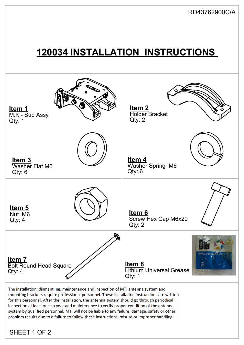 MTI Wireless Edge MT-120034 User Manual | 2 pages