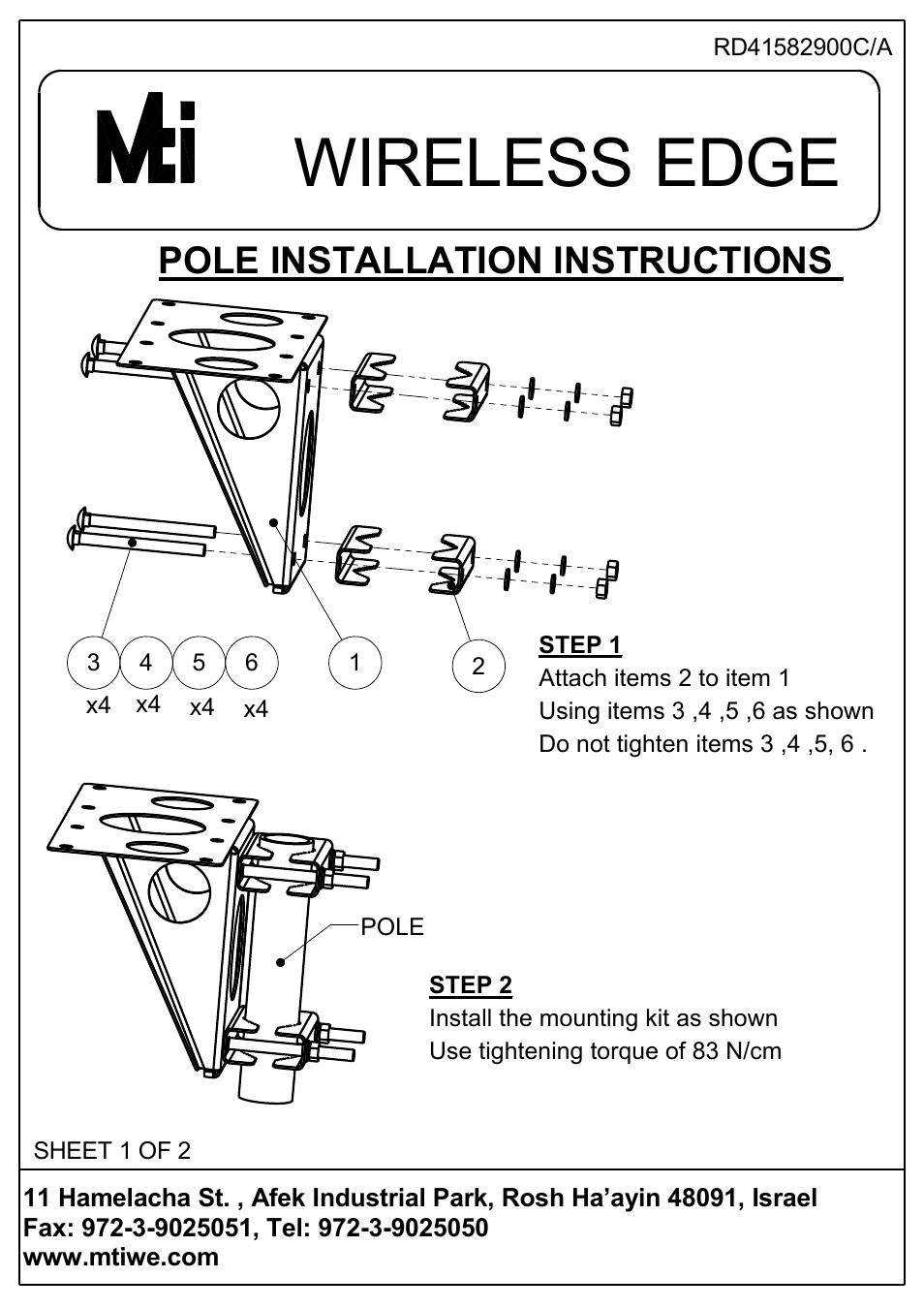 MTI Wireless Edge MT-243003/NH User Manual | 2 pages