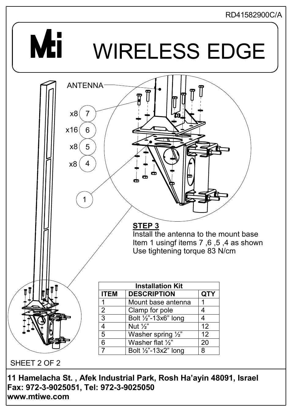 Wireless edge | MTI Wireless Edge MT-243003/NH User Manual | Page 2 / 2