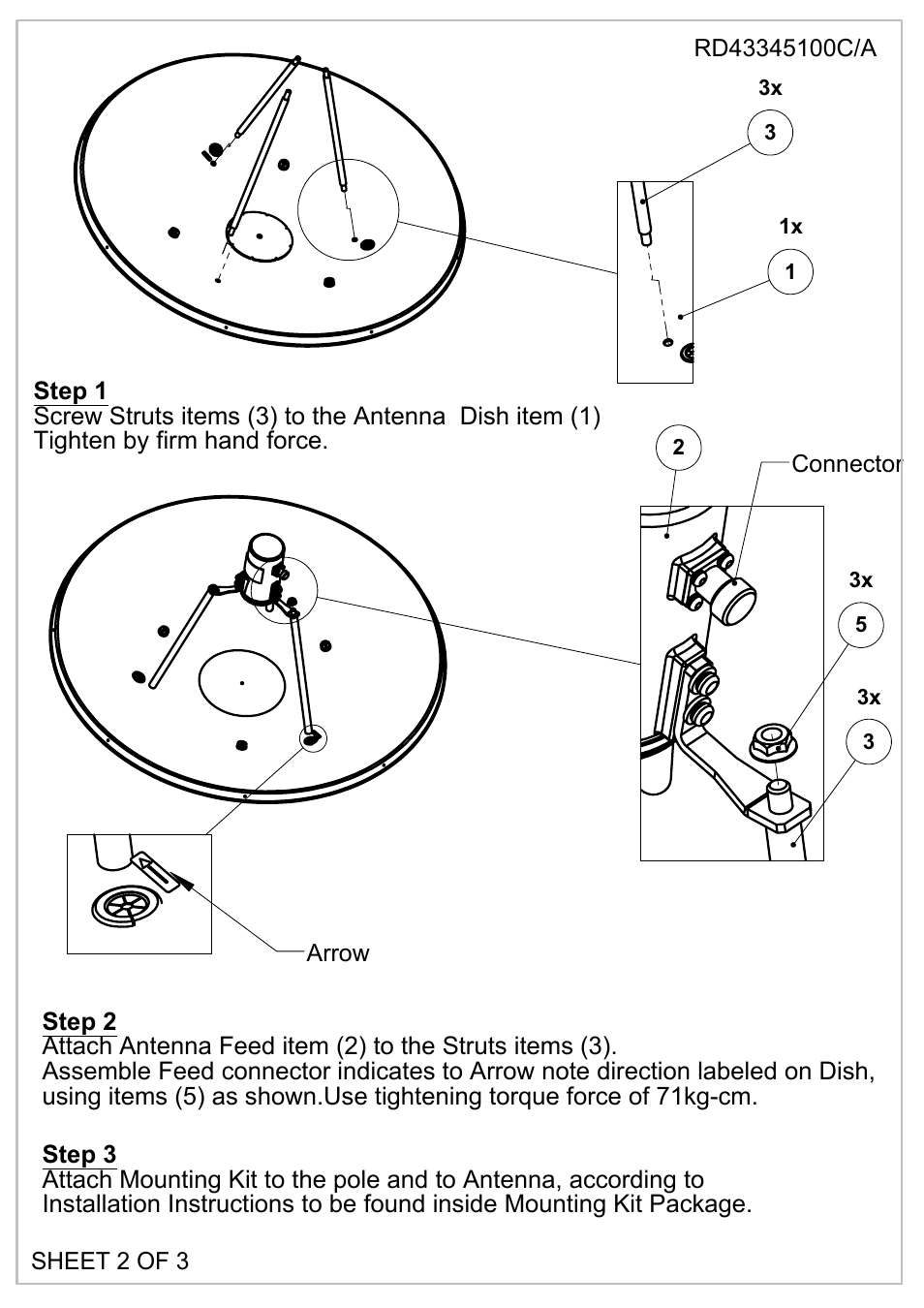 Sheet2, Drawing view79, Detail view w (1 : 4) | Drawing view91, Detail view ab (1 : 1.5), Detail view ac (1 : 1.5) | MTI Wireless Edge MT-386004/N User Manual | Page 2 / 3