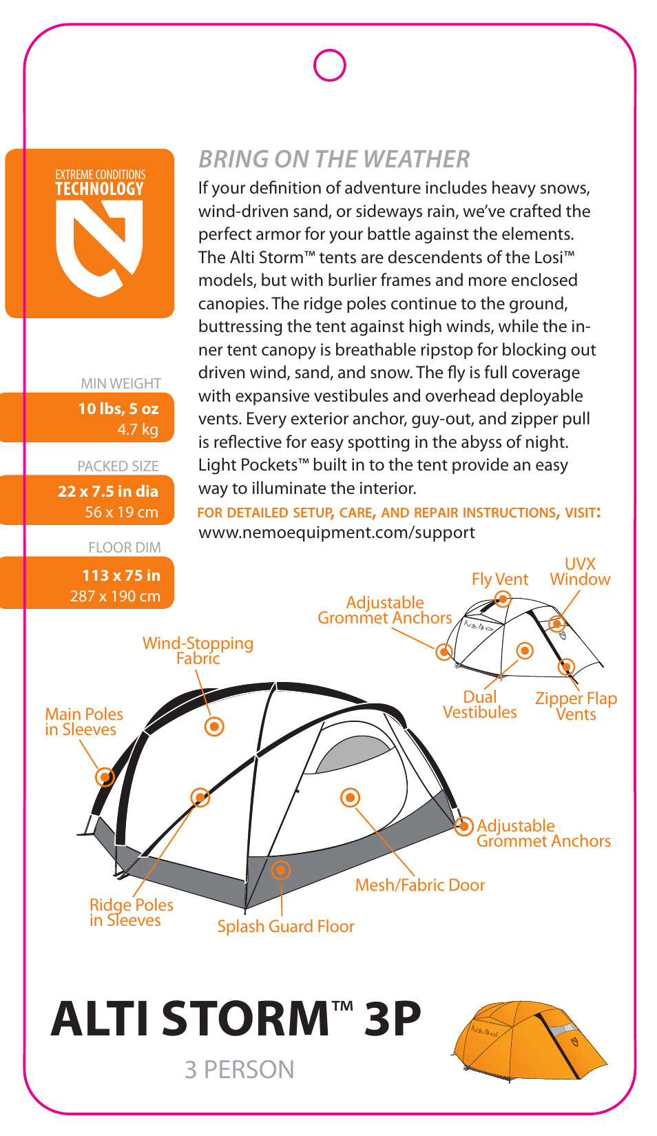 NEMO Equipment ALTI STOR 3P User Manual | 5 pages