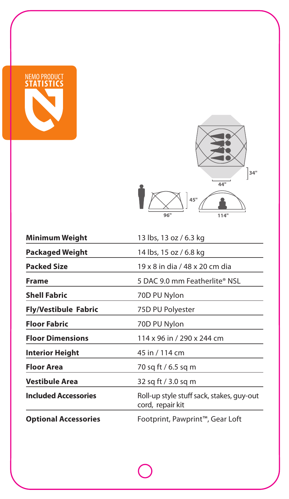 Statistics, Guarantee nemo quality recommended innovations, Technology | Technology airsupported, Accessories | NEMO Equipment ALTI STOR 4P User Manual | Page 2 / 5