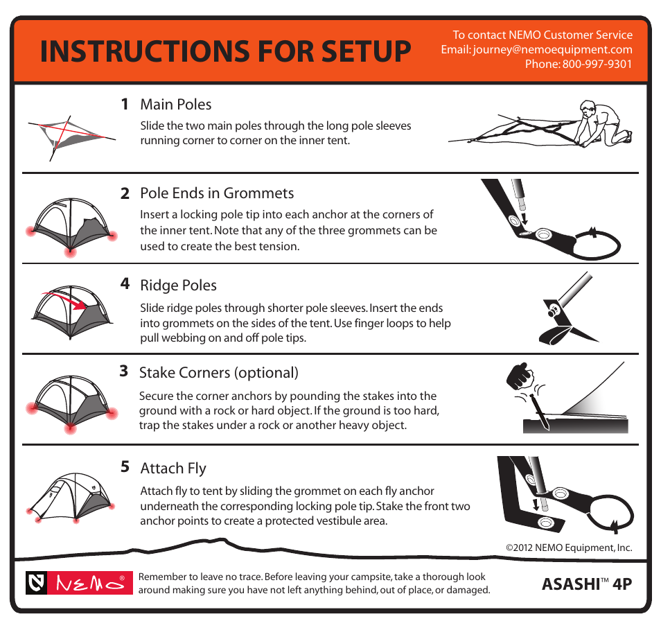 Instructions for setup, Asashi | NEMO Equipment ASASH 4P User Manual | Page 5 / 5