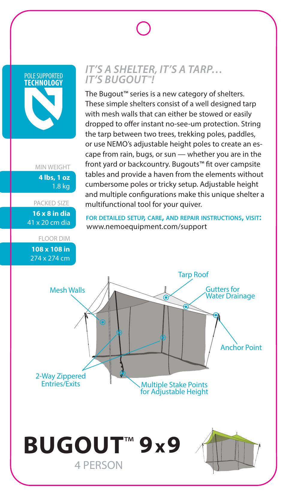 NEMO Equipment BUGOU 9X9 User Manual | 3 pages