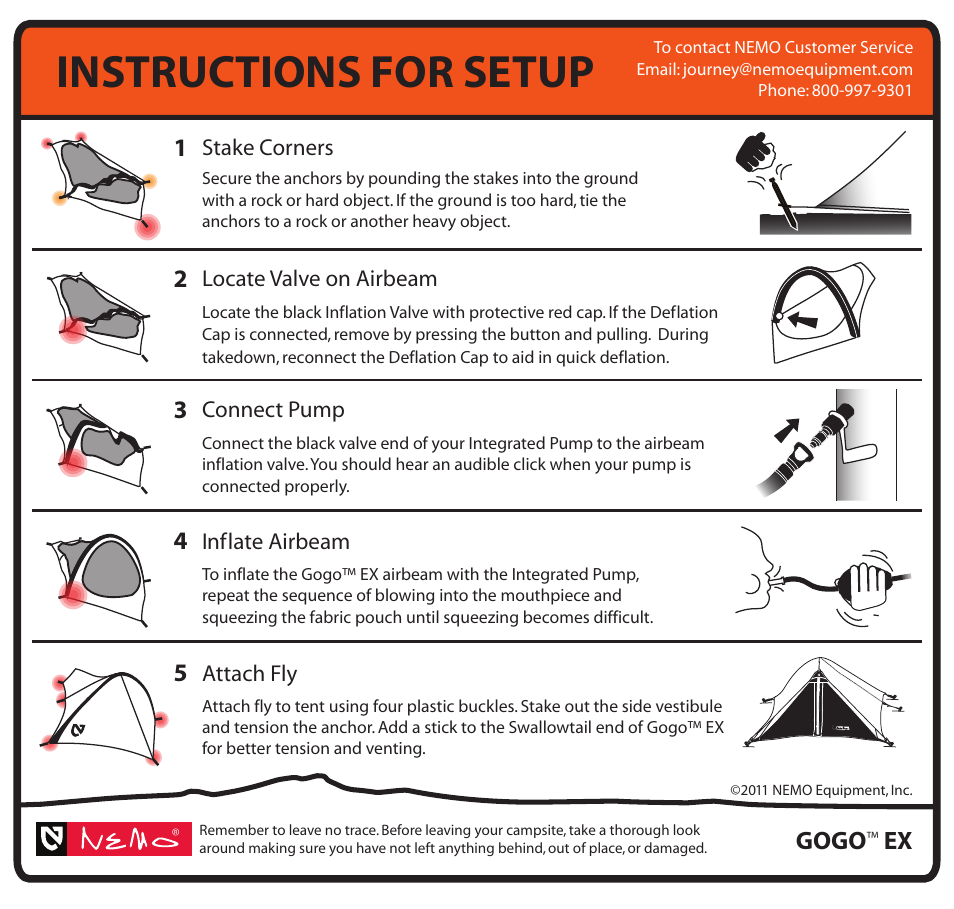 Instructions for setup, Gogo | NEMO Equipment GOG EX User Manual | Page 5 / 5