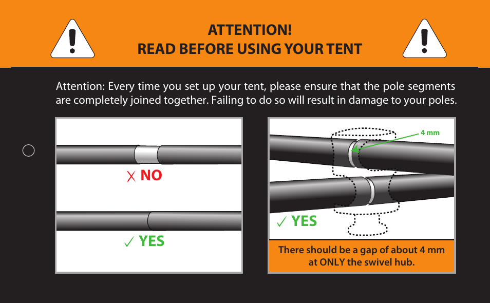 Attention! read before using your tent, No yes | NEMO Equipment LOS 2P User Manual | Page 6 / 6