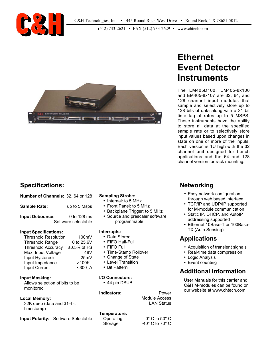 CH Tech EM405D100 User Manual | 2 pages
