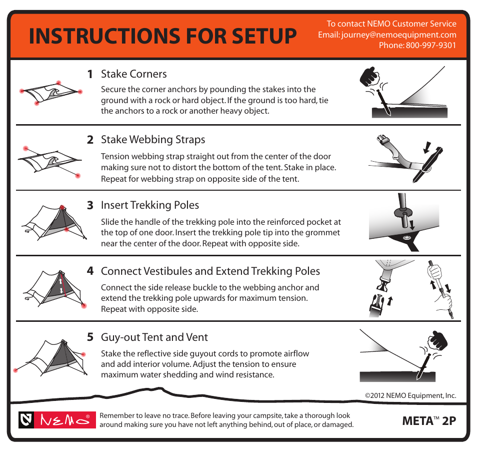 Instructions for setup, Meta | NEMO Equipment MET 2P User Manual | Page 5 / 5