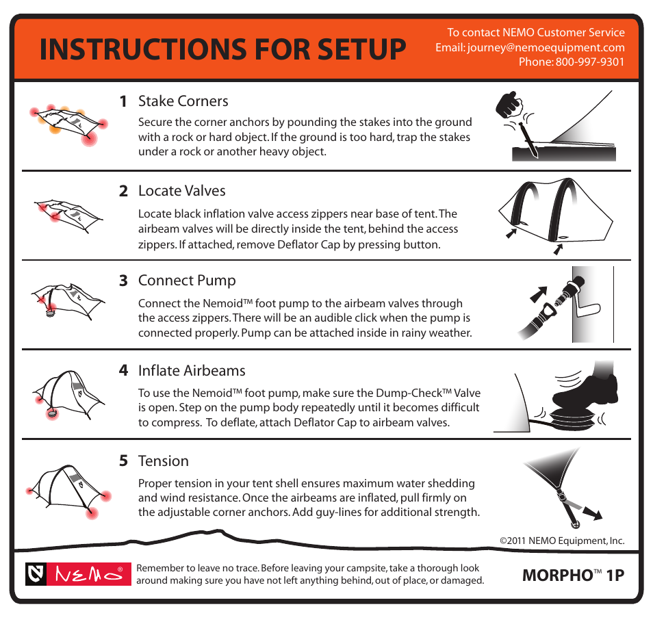 Instructions for setup, Morpho | NEMO Equipment MORPH 1P User Manual | Page 5 / 5