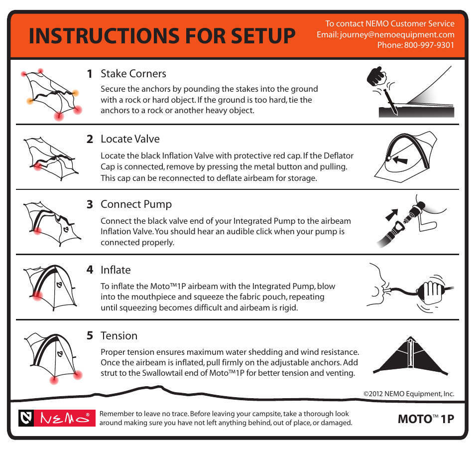 Instructions for setup, Moto | NEMO Equipment MOT 1P User Manual | Page 5 / 5