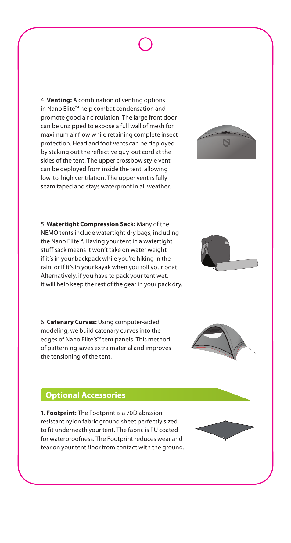 Optional accessories | NEMO Equipment NAN ELITE User Manual | Page 3 / 5