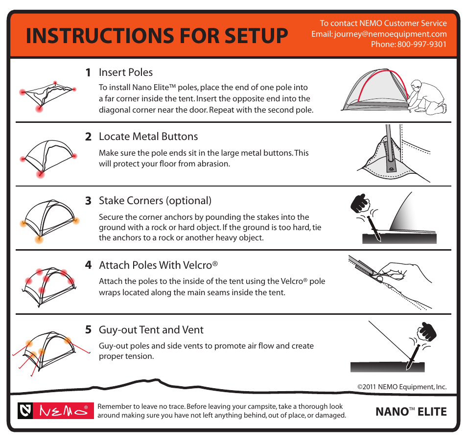 Instructions for setup, Nano, Elite | NEMO Equipment NAN ELITE User Manual | Page 5 / 5