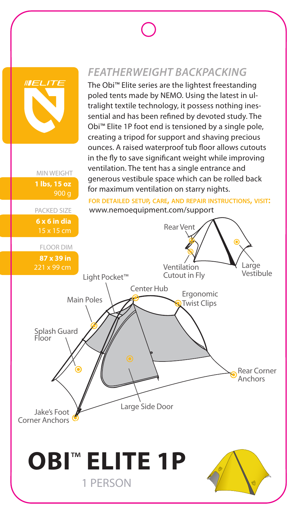 NEMO Equipment OB ELITE 1P User Manual | 5 pages