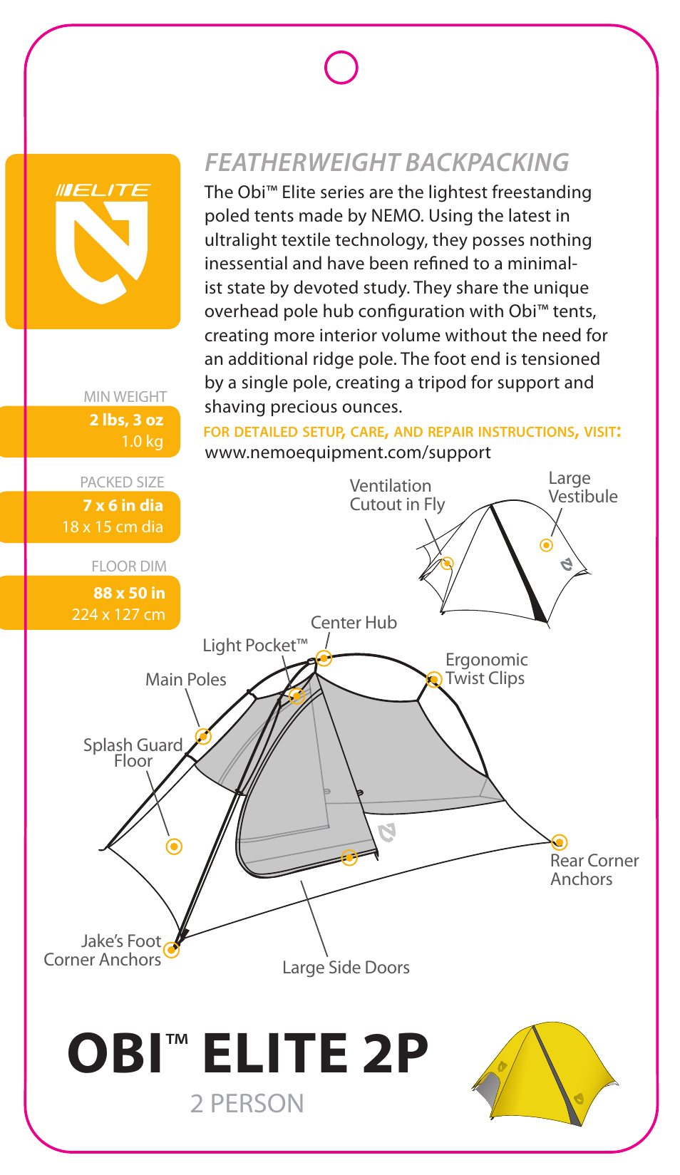 NEMO Equipment OB ELITE 2P User Manual | 5 pages