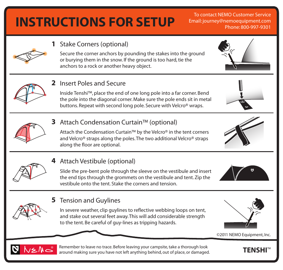 Instructions for setup, Tenshi | NEMO Equipment TENSH User Manual | Page 5 / 5
