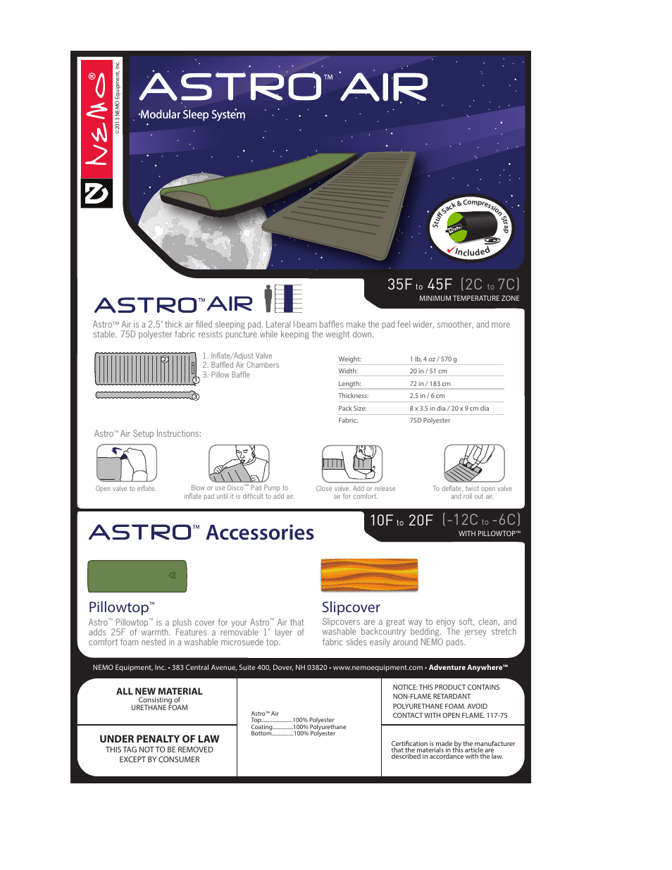 NEMO Equipment ASTR AIR User Manual | 2 pages