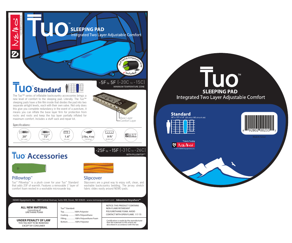 NEMO Equipment TU STANDARD User Manual | 2 pages