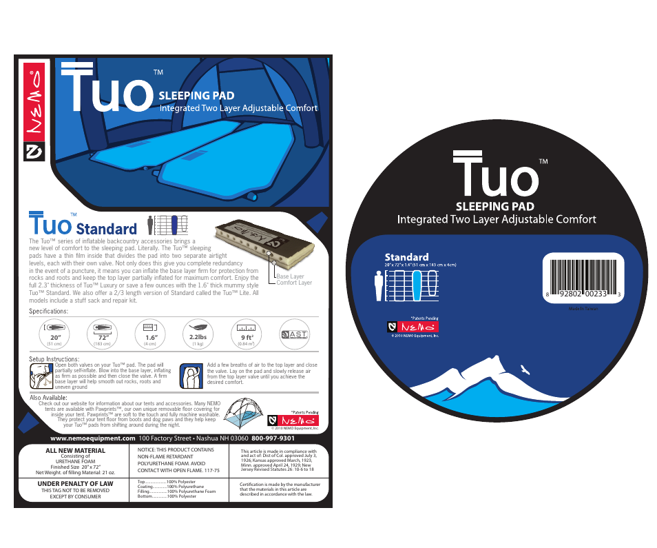NEMO Equipment TUO STANDAR User Manual | 1 page