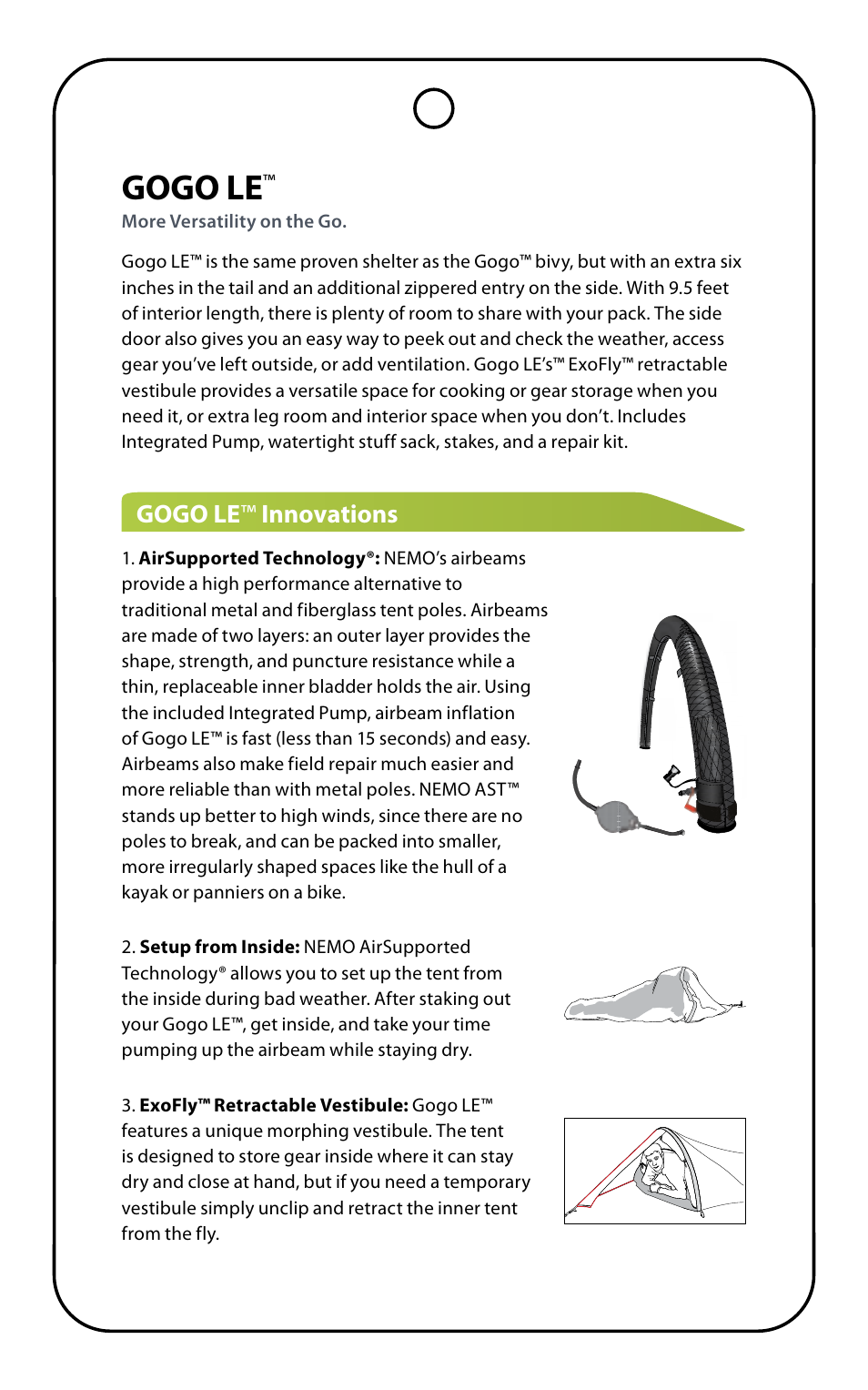 Gogo le | NEMO Equipment GOGO L User Manual | Page 5 / 9