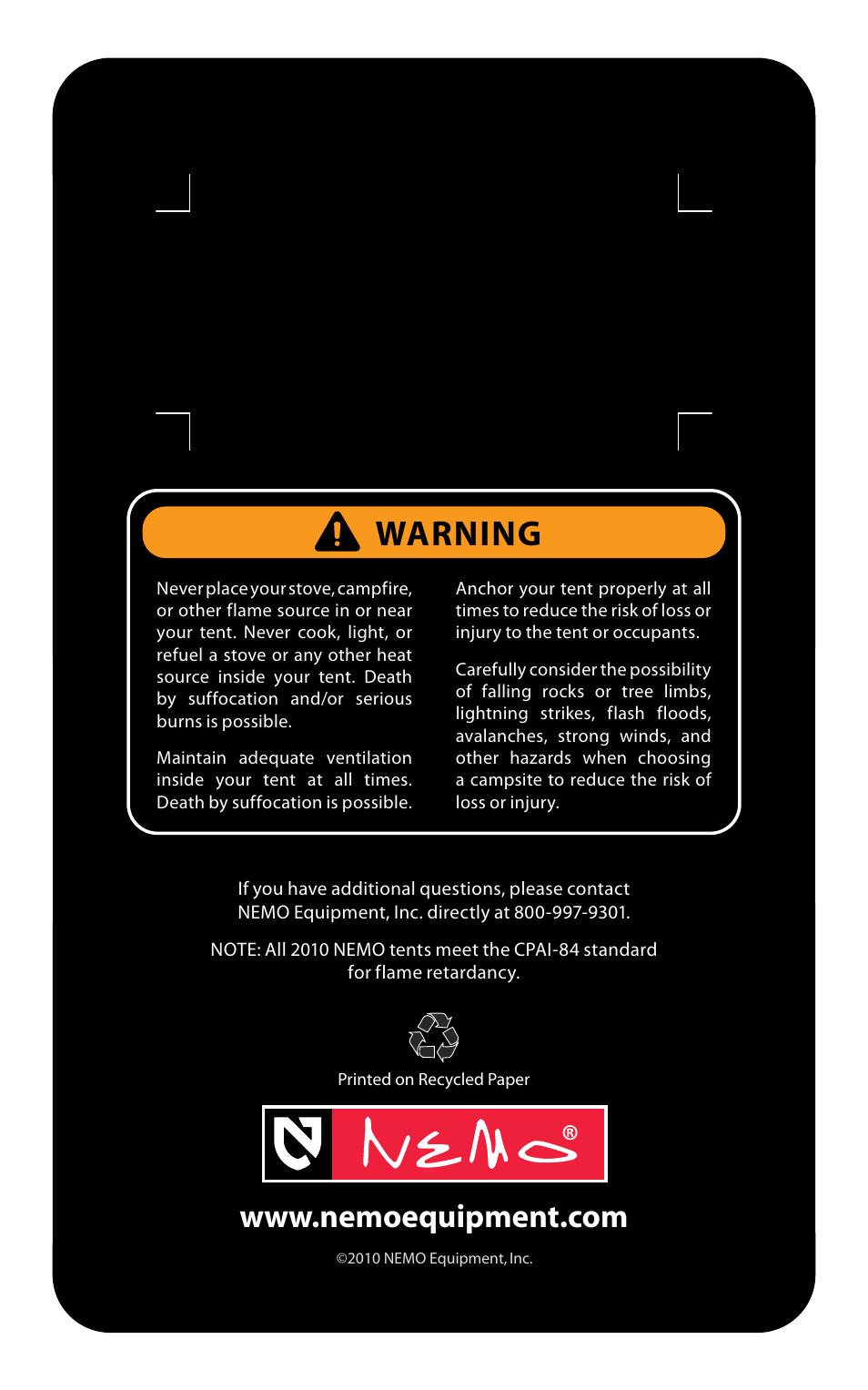 Warning | NEMO Equipment MI User Manual | Page 8 / 9