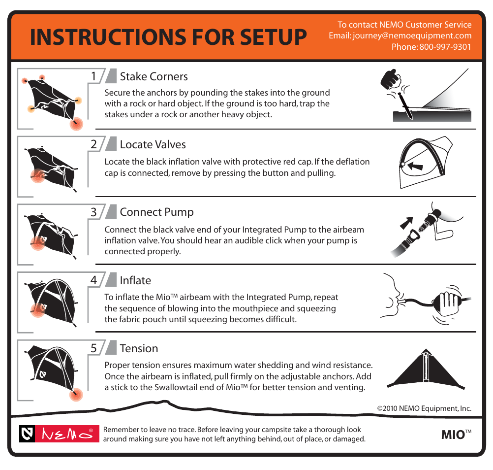 Instructions for setup | NEMO Equipment MI User Manual | Page 9 / 9