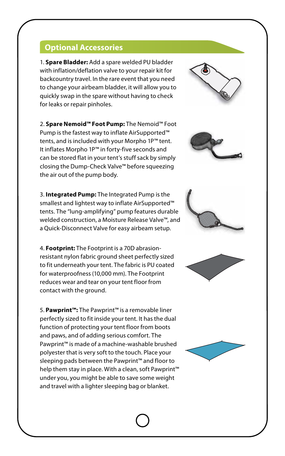 Optional accessories | NEMO Equipment MORPHO 1 User Manual | Page 4 / 9