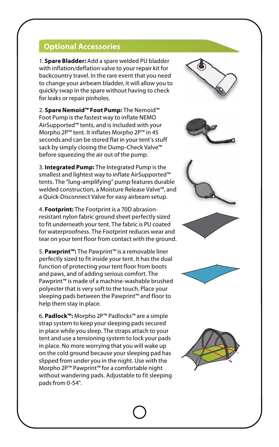 Optional accessories | NEMO Equipment MORPHO 2 User Manual | Page 4 / 9