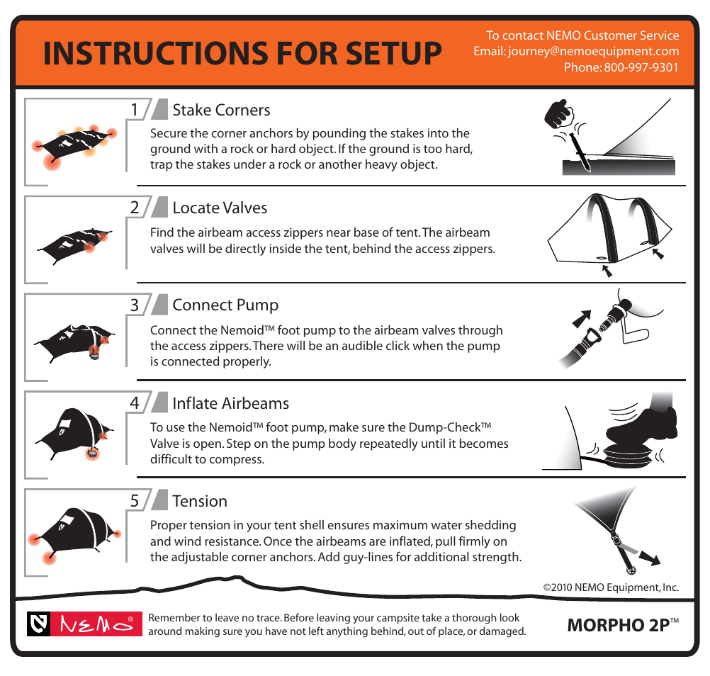 Instructions for setup, Morpho 2p | NEMO Equipment MORPHO 2 User Manual | Page 9 / 9