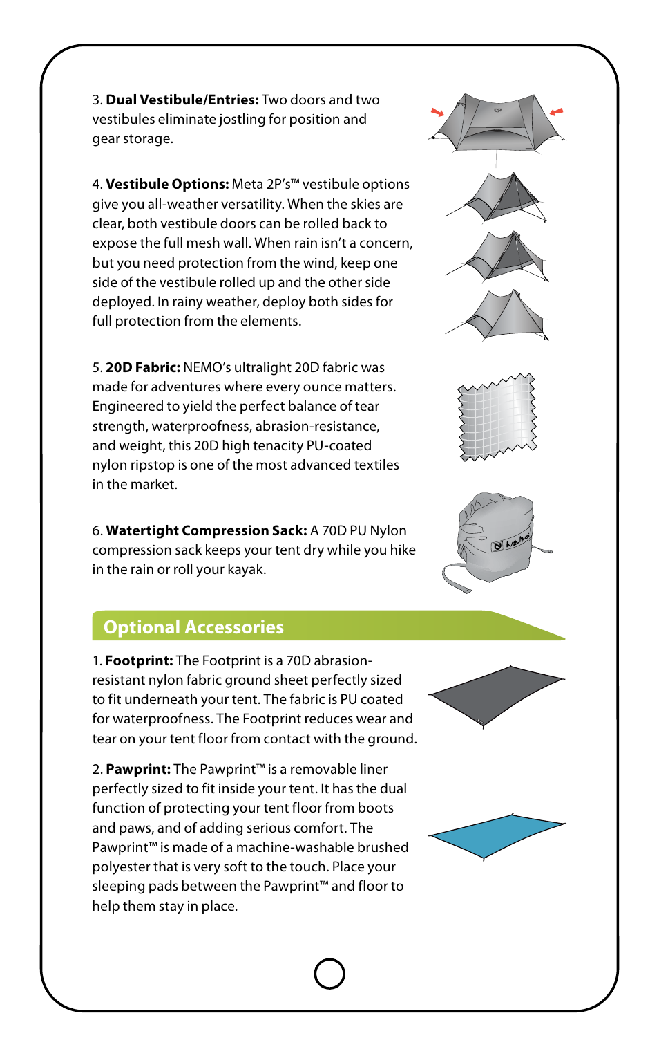 Optional accessories | NEMO Equipment META 2 User Manual | Page 6 / 9