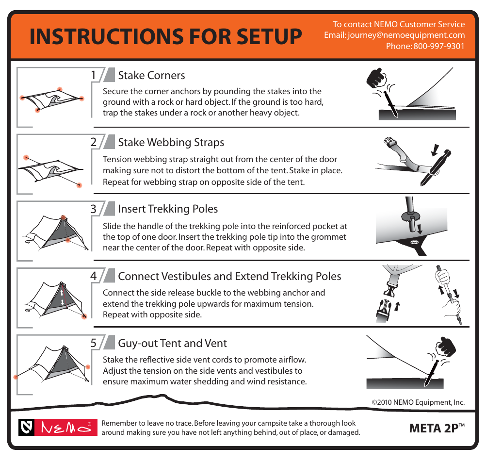 Instructions for setup, Meta 2p | NEMO Equipment META 2 User Manual | Page 9 / 9
