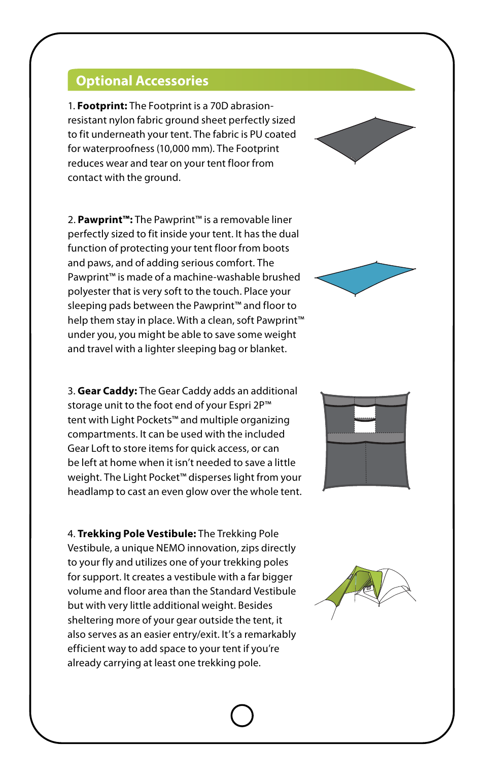 Optional accessories | NEMO Equipment ESPRI 2 User Manual | Page 4 / 9