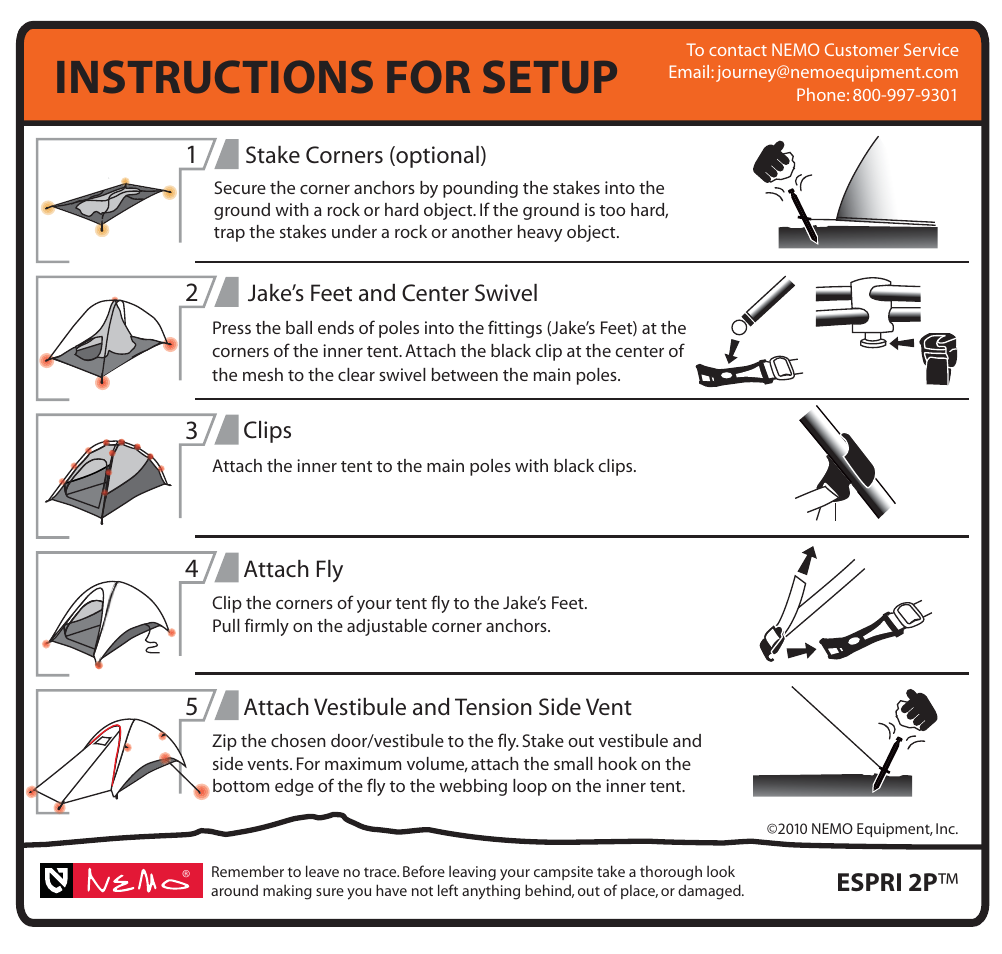 Instructions for setup | NEMO Equipment ESPRI 2 User Manual | Page 9 / 9