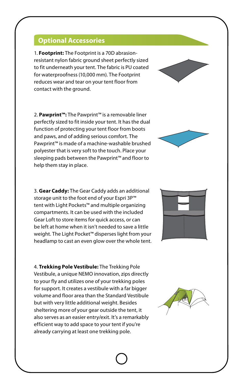 Optional accessories | NEMO Equipment ESPRI 3 User Manual | Page 4 / 9