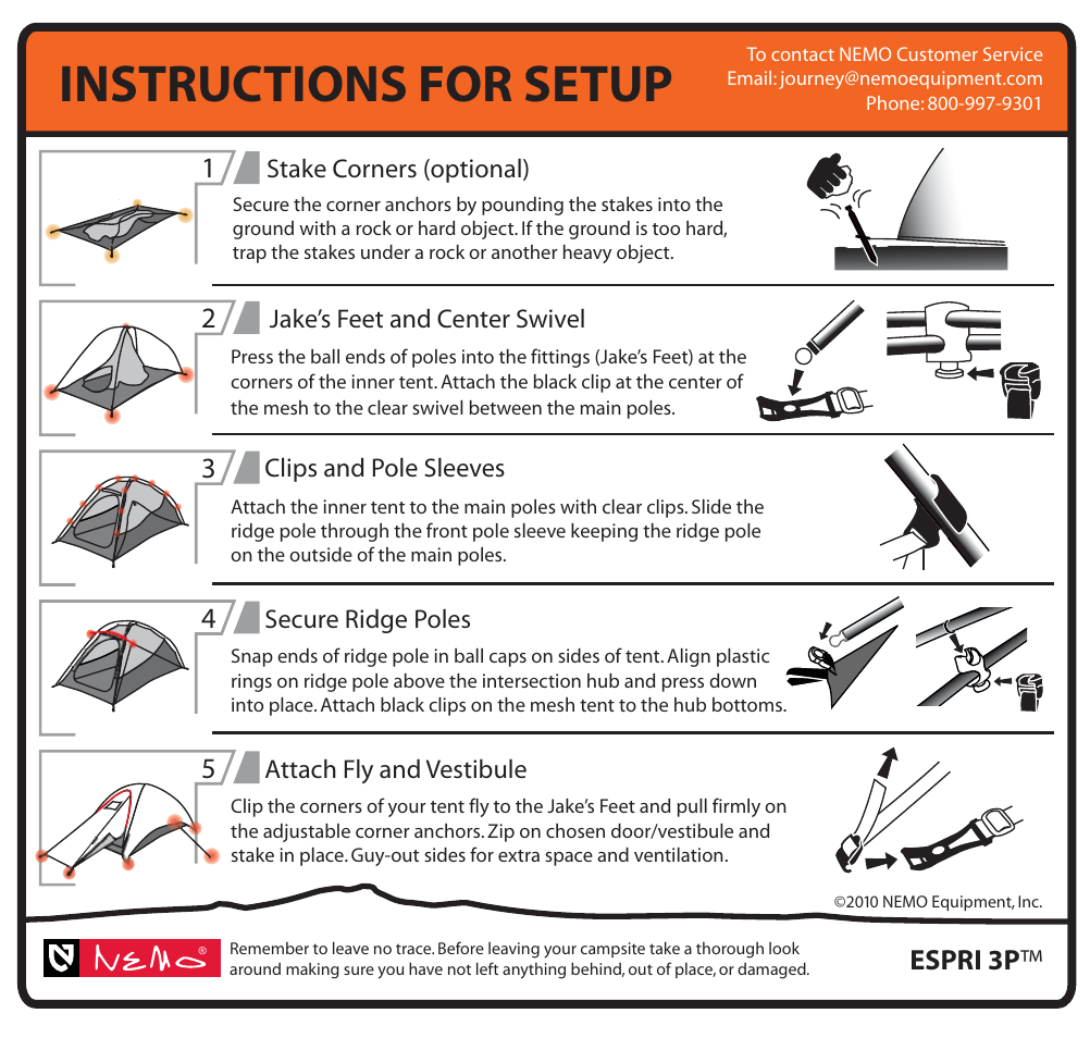 Instructions for setup | NEMO Equipment ESPRI 3 User Manual | Page 9 / 9