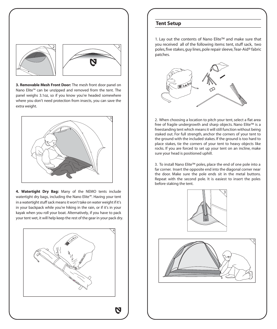 Tent setup | NEMO Equipment NANO ELIT User Manual | Page 3 / 7
