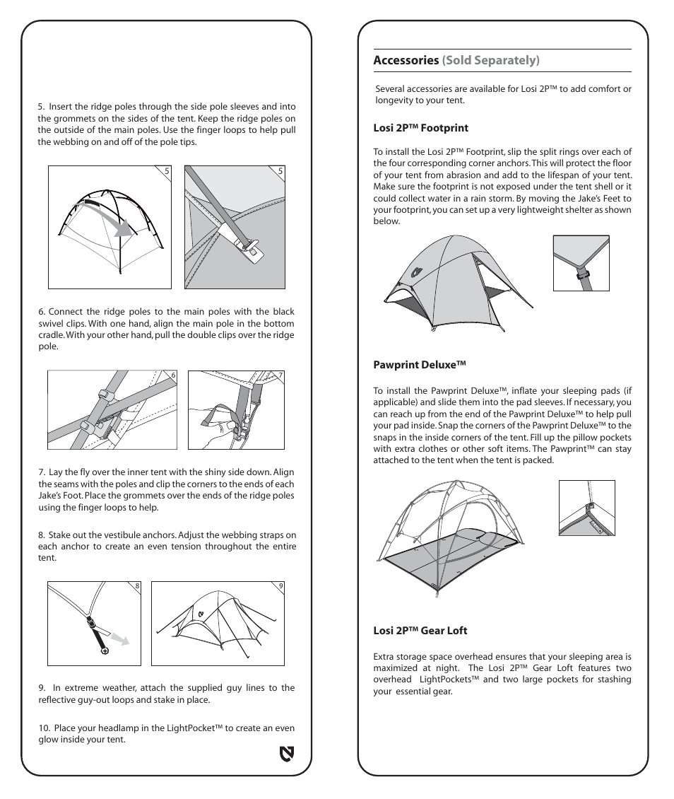 Accessories (sold separately) | NEMO Equipment LOSI 2 User Manual | Page 4 / 8