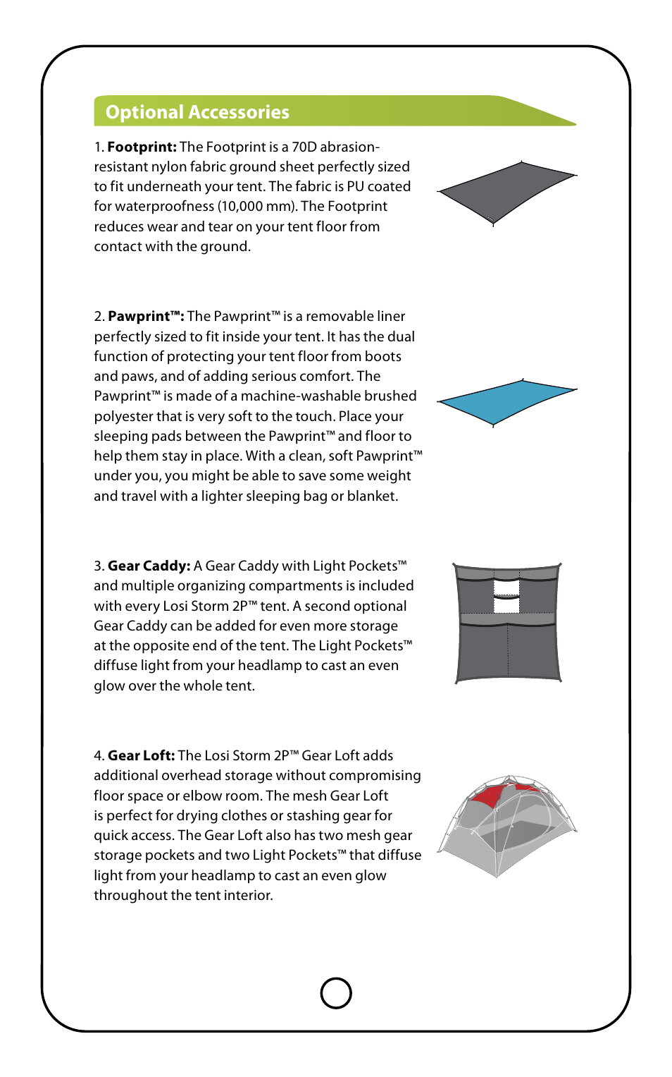 Optional accessories | NEMO Equipment LOSI STORM 2 User Manual | Page 4 / 9