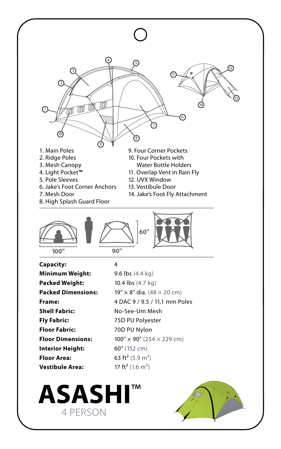 Asashi, 4 person | NEMO Equipment ASASH User Manual | Page 3 / 9