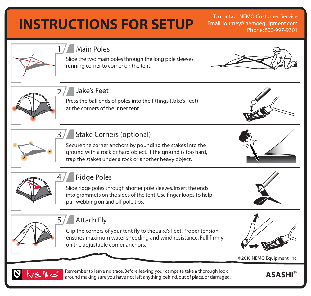 Instructions for setup, Asashi | NEMO Equipment ASASH User Manual | Page 9 / 9