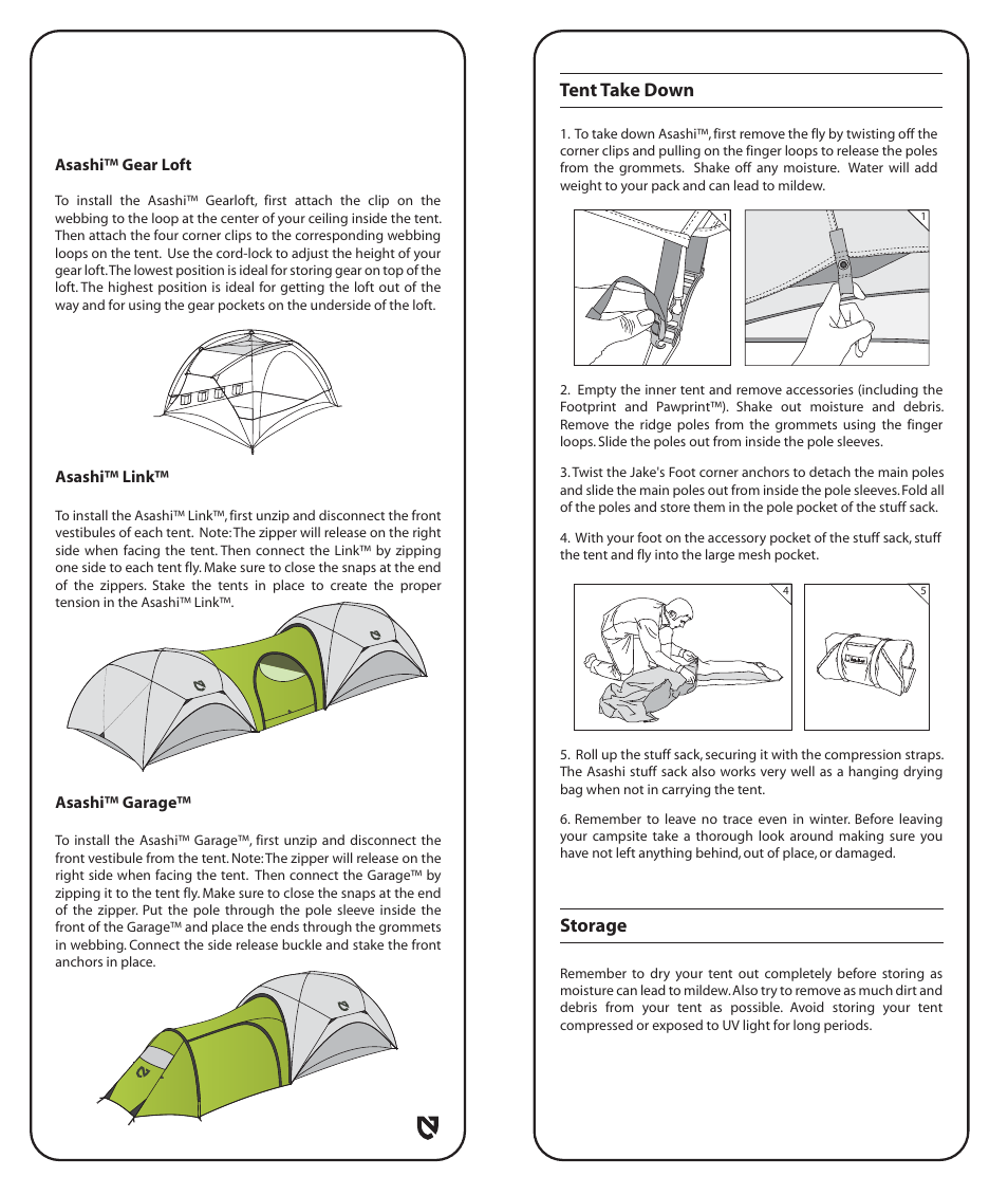 Tent take down storage | NEMO Equipment ASASH User Manual | Page 5 / 8