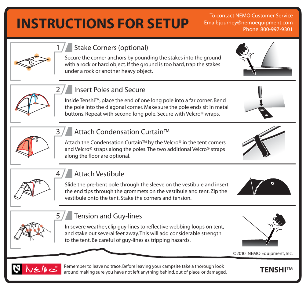 Instructions for setup | NEMO Equipment TENSH User Manual | Page 9 / 9