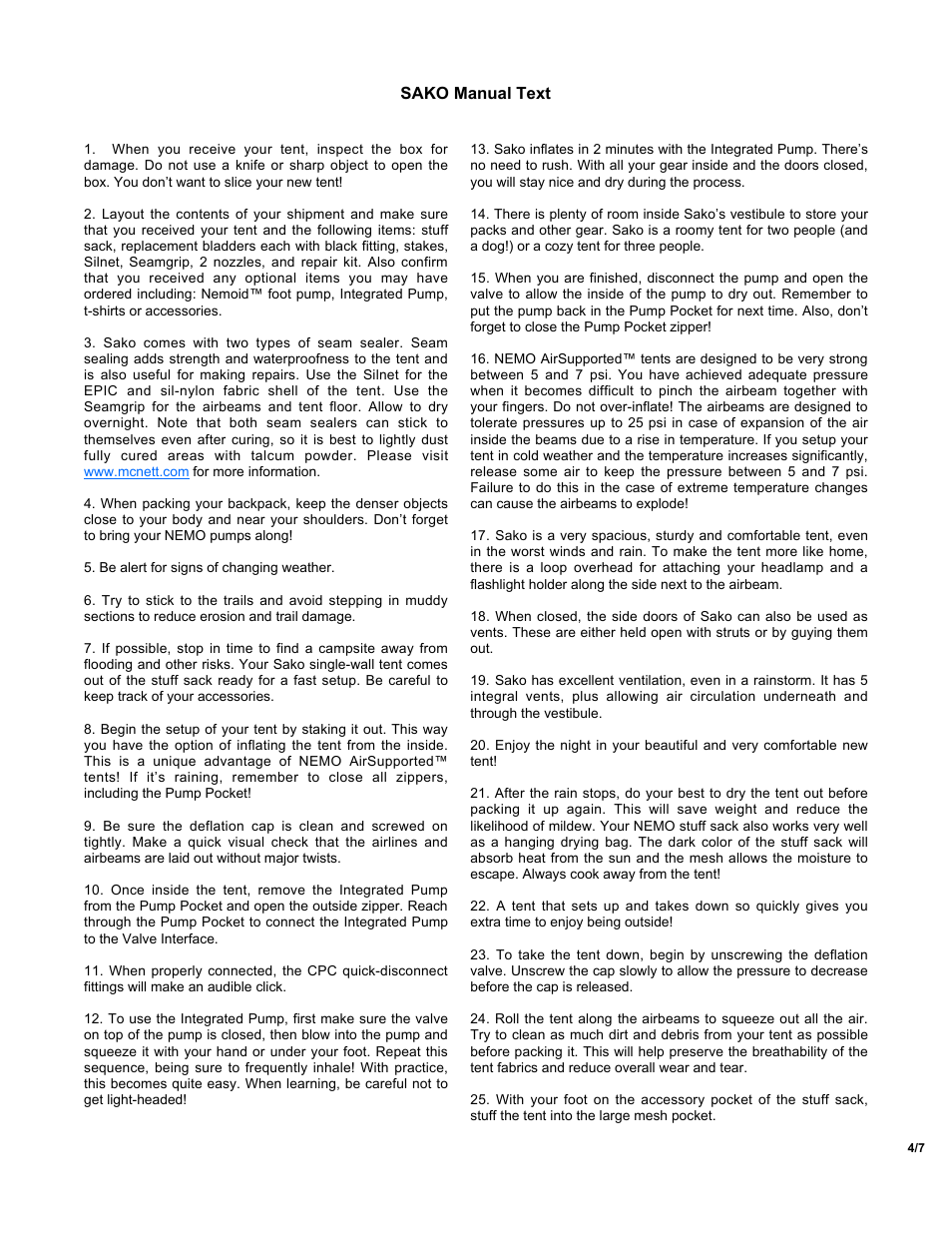 NEMO Equipment SAK User Manual | Page 4 / 7