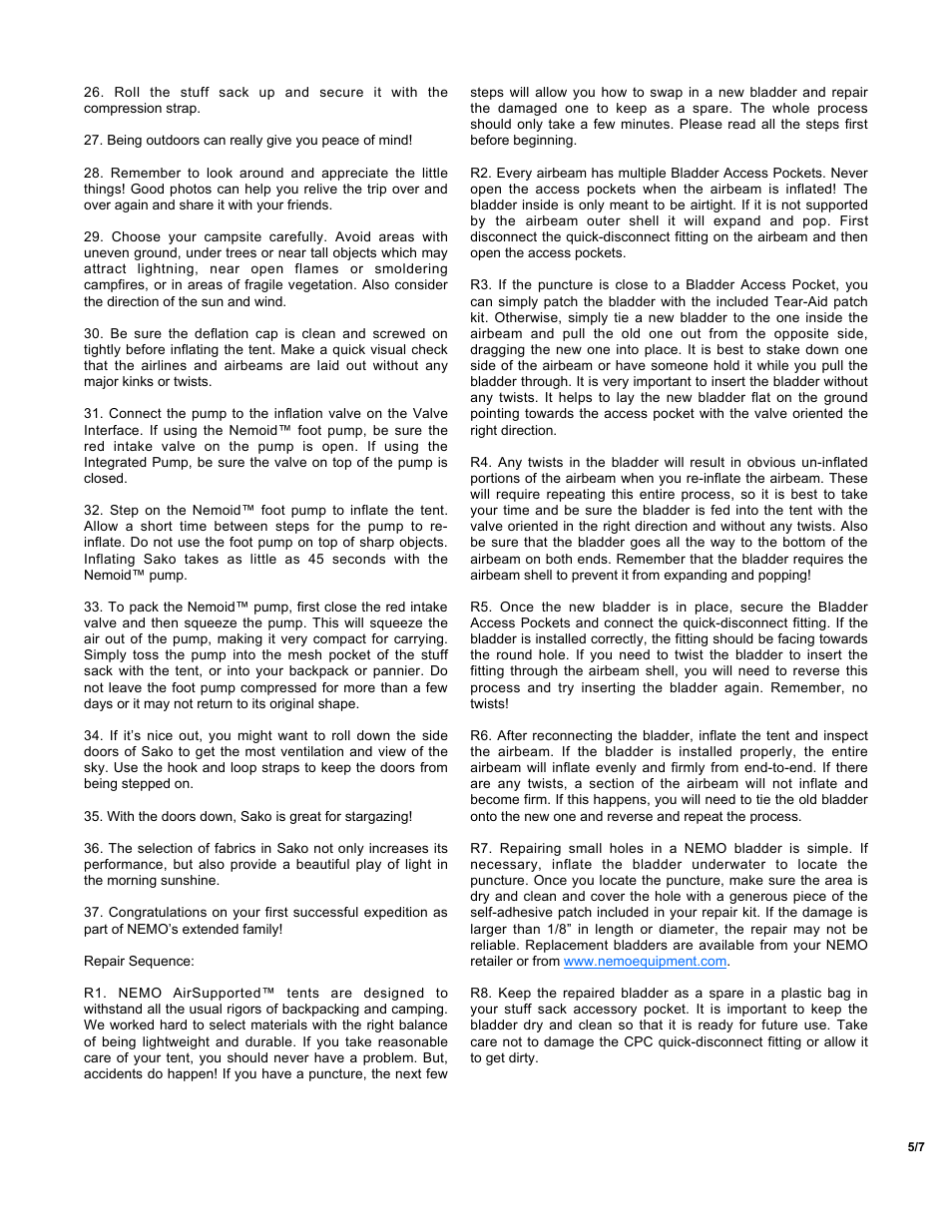 NEMO Equipment SAK User Manual | Page 5 / 7